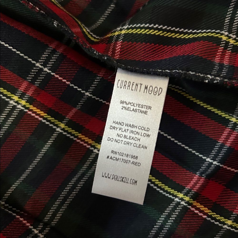Dolls kill Current Mood Red and Blue Plaid A-Linepleated, small new with tags - Picture 7 of 7